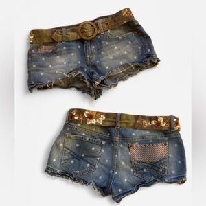 Y2k Camo Belt with Beaded Details & Sequins